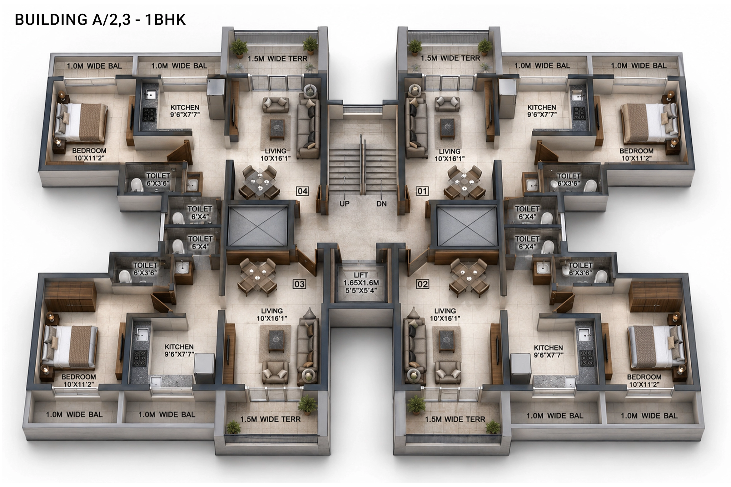 building A /2,3 - 1bhk